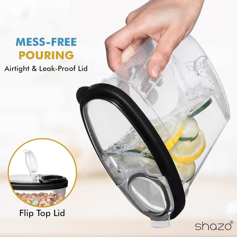 Shazo 3 PC Cereal Container Storage Set (5.2L, 2.8L, 1.2L) - Large Airtight Food Storage Containers with Flip-Top Lids, BPA-Free Plastic Cereal Dispenser for Pantry, Rice, Flour, Sugar & Pasta - Image 4